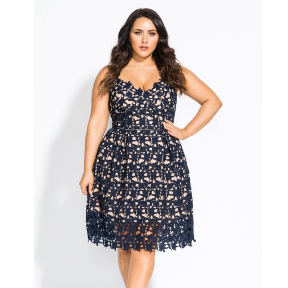 City Chic Black Midi Lace Dress size 16